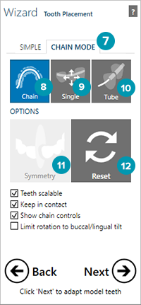 tooth placement chain mode