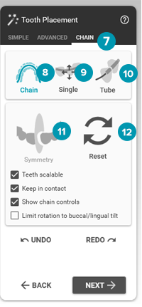tooth placement chain mode